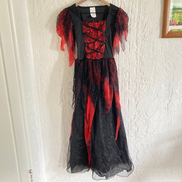 Halloween Black And Red Witch Costume Dress Size Large Size 10 / 12 - Picture 8 of 8